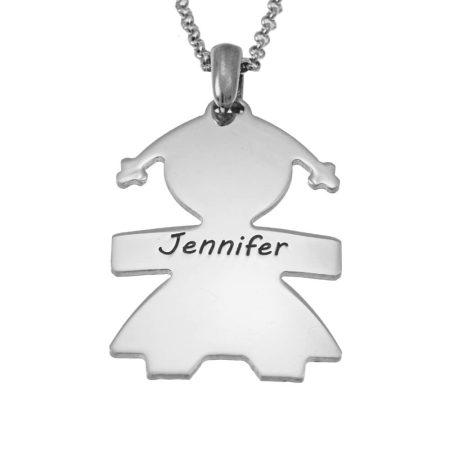 Little Girl Charm Necklace with Name in 925 Sterling Silver
