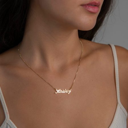 Hailey Name Necklace-2 in 18K Gold Plating