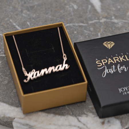 Hannah Name Necklace-2 in 18K Rose Gold Plating