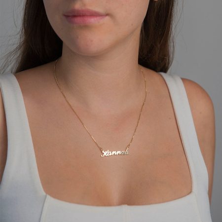 Hannah Name Necklace-2 in 18K Gold Plating