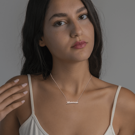 Hannah Name Necklace-1 in 18K Rose Gold Plating