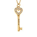 Heart and Key Necklace with CZ