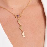 I Love You Heart Birthstone Necklace with Feet-2