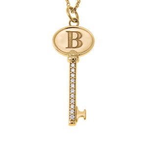 Initial Key Necklace gold