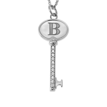 Initial Key Necklace in 925 Sterling Silver