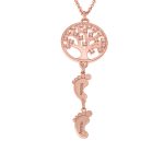 Circle Tree of Life Necklace with CZ & Baby Feet
