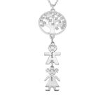 Family Circle Tree Necklace with CZ & kids charms