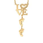 Heart LOVE Necklace with CZ & Baby Feet