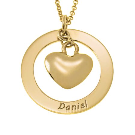 Circle Name Necklace With Heart Pendant in 18K Gold Plating