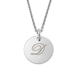 Initial Necklace with Engraved Coin Pendant