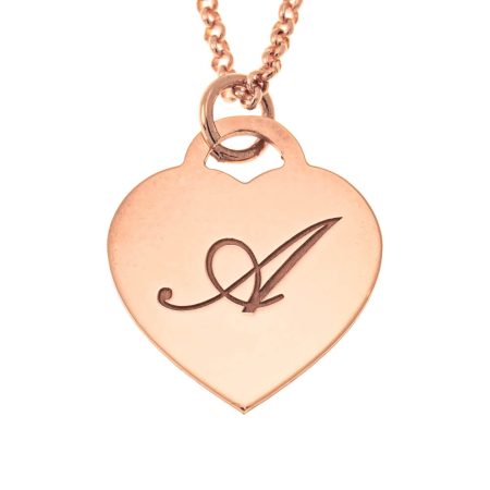 Small Initial Heart Necklace in 18K Rose Gold Plating