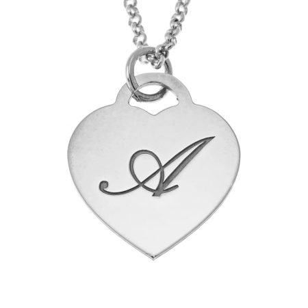 Small Initial Heart Necklace in 925 Sterling Silver