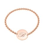 Stretch Beaded Bracelet with Initial & Disc Pendant