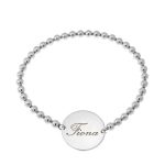Stretch Beaded Bracelet with Name & Disc Pendant