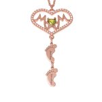 Mom Big Heart Birthstone Necklace with Baby Feet