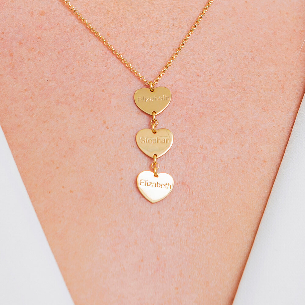 Name Necklace with Vertical Dangle Heart-2