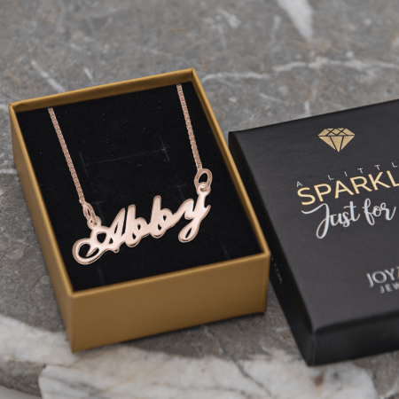 Abby Name Necklace-2 in 18K Rose Gold Plating