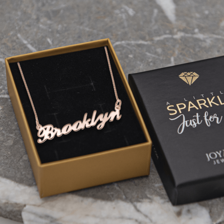 Brooklyn Name Necklace-2 in 18K Rose Gold Plating