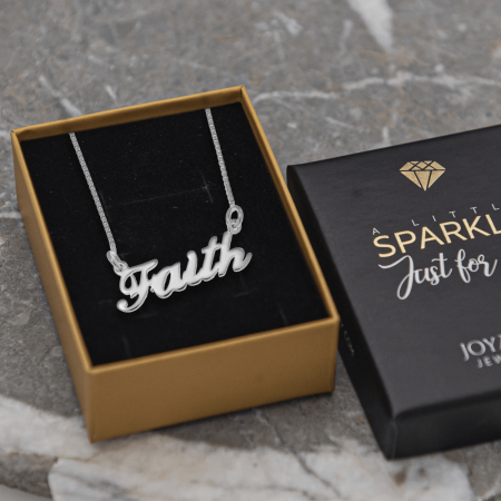 Faith Name Necklace-2 in 925 Sterling Silver