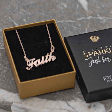 Faith Name Necklace-2 in 18K Rose Gold Plating