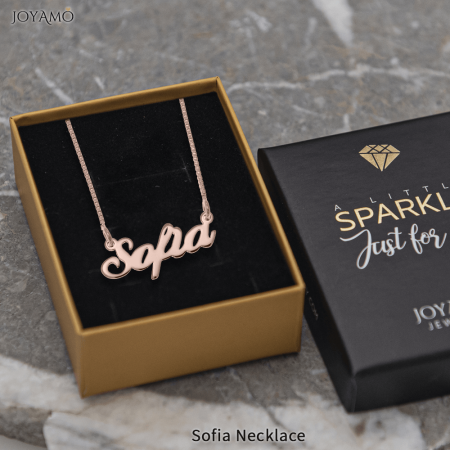 Sofia Name Necklace-2 in 18K Rose Gold Plating