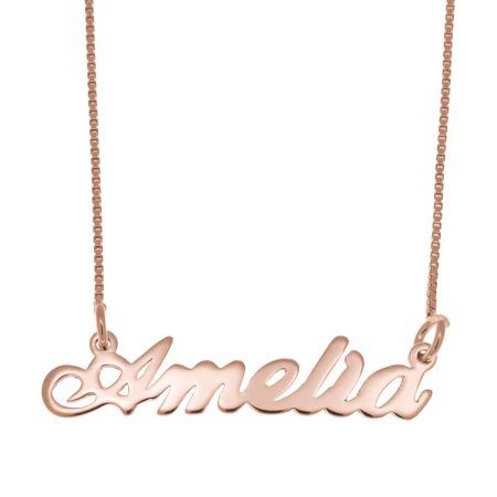 Amelia Name Necklace in 18K Rose Gold Plating