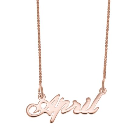 April Name Necklace in 18K Rose Gold Plating