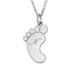 Baby Foot Initial Mom Necklace