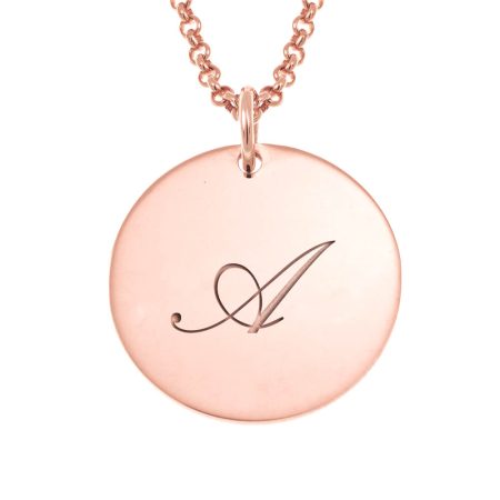 Disc Initial Necklace in 18K Rose Gold Plating
