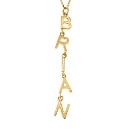 Vertical Tilted Letters Name Necklace in 18K Gold Plating