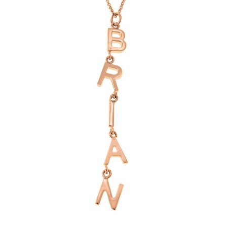 Vertical Tilted Letters Name Necklace in 18K Rose Gold Plating