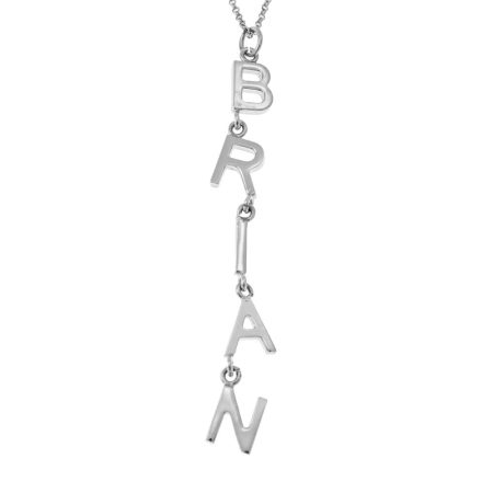 Vertical Tilted Letters Name Necklace in 925 Sterling Silver