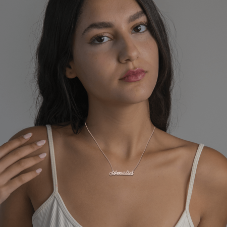 Amelia Name Necklace-1 in 18K Rose Gold Plating