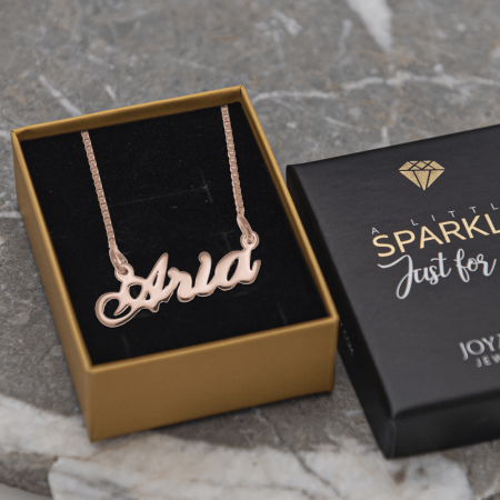 Aria Name Necklace-2 in 18K Rose Gold Plating