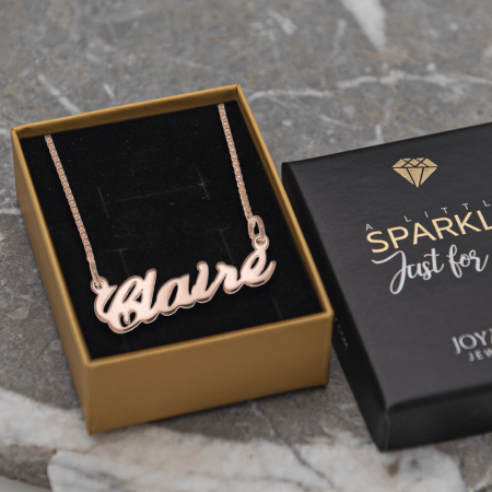 Claire Name Necklace-2 in 18K Rose Gold Plating