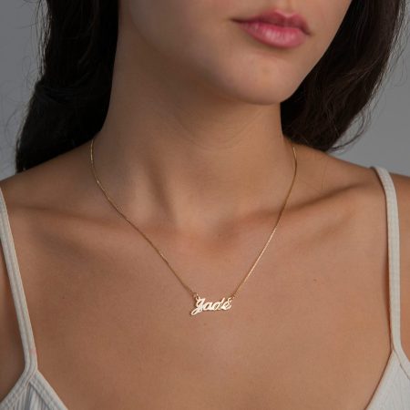 Jade Name Necklace-2 in 18K Gold Plating