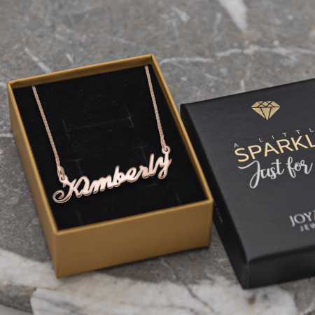 Kimberly Name Necklace-2 in 18K Rose Gold Plating