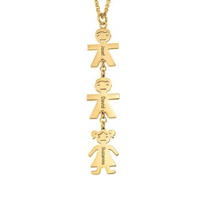 new Vertical-Mother’s-Necklace-With-Kids gold