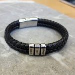 Double Braided Leather Bracelet with Custom Beads-4