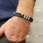 Leather Onyx Bead Bracelet With Custom Beads-3