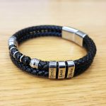 Leather Onyx Bead Bracelet With Custom Beads-6