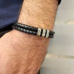 Double Braided Leather Bracelet with Custom Beads-1
