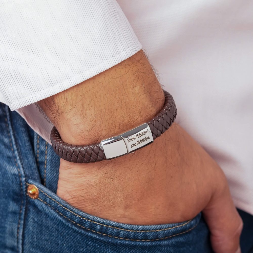 Wholesale Custom Bracelet for Men Women Customized Photo Logo Name Leather  Bracelets Bangles
