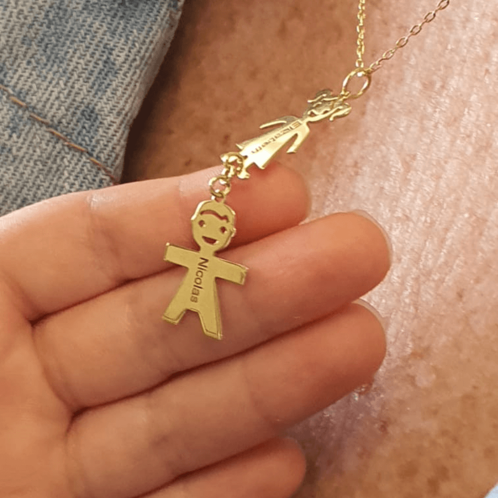 Personalized Necklaces Engravable Kids' charms  in 18K Yellow Gold Plating.