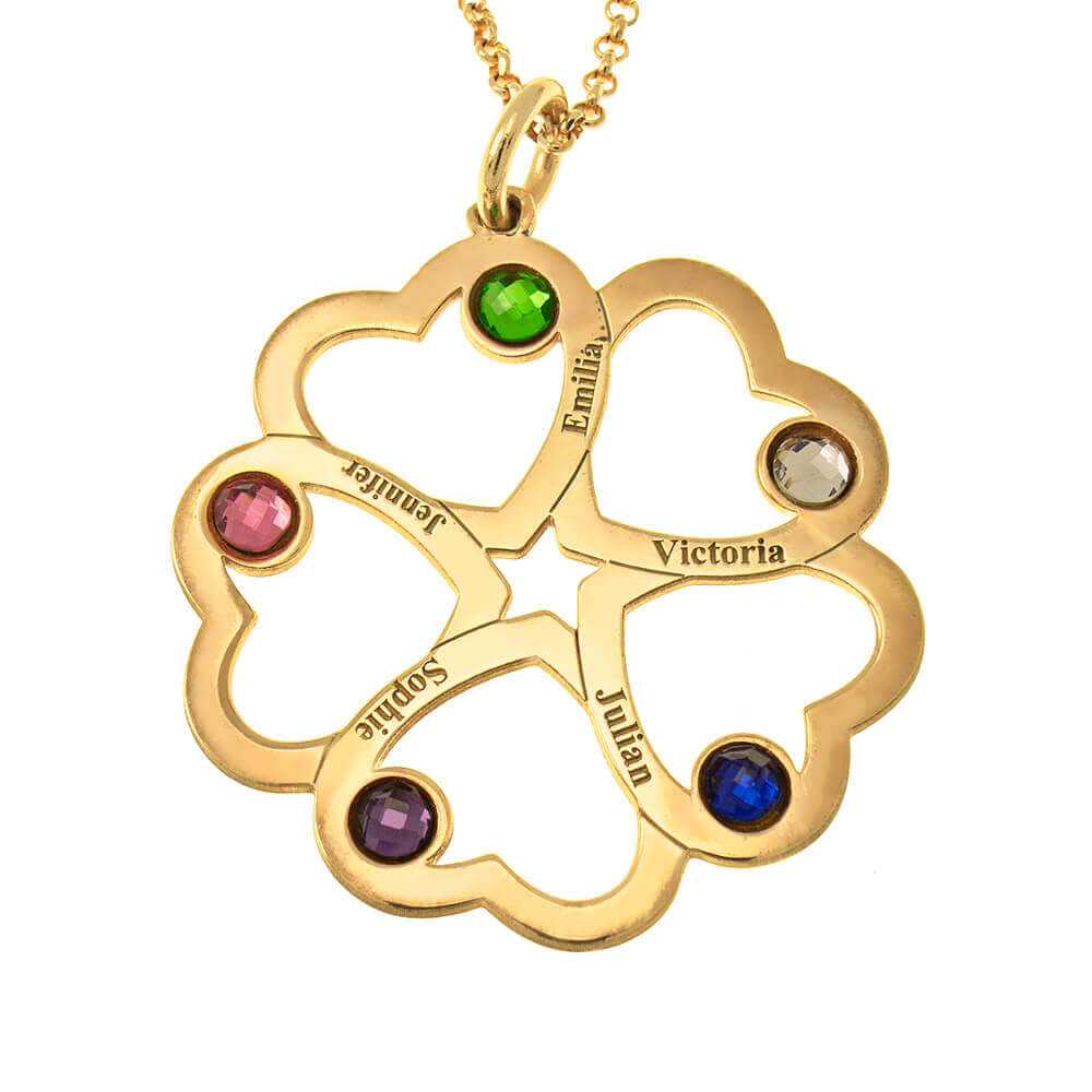 Intertwined 3 Hearts Name Necklace With Birthstones
Intertwined 4 Hearts Name Necklace With Birthstones
Intertwined 5 Hearts Name Necklace With Birthstones