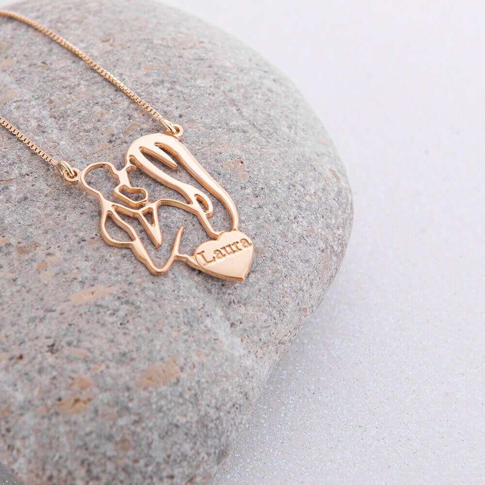 Mom And Baby Necklace In 18K Gold Plating