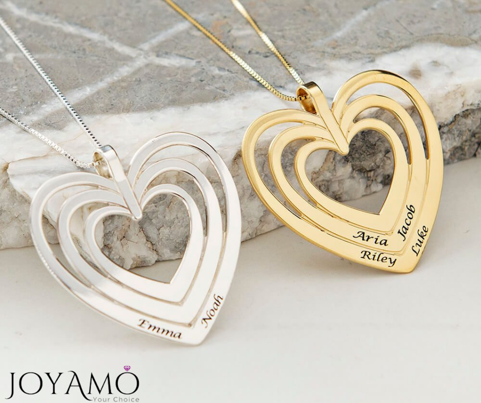 Engraved Family Heart Necklace 