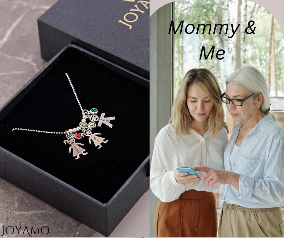 Mother’s Necklace With Children Charms And Birthstones