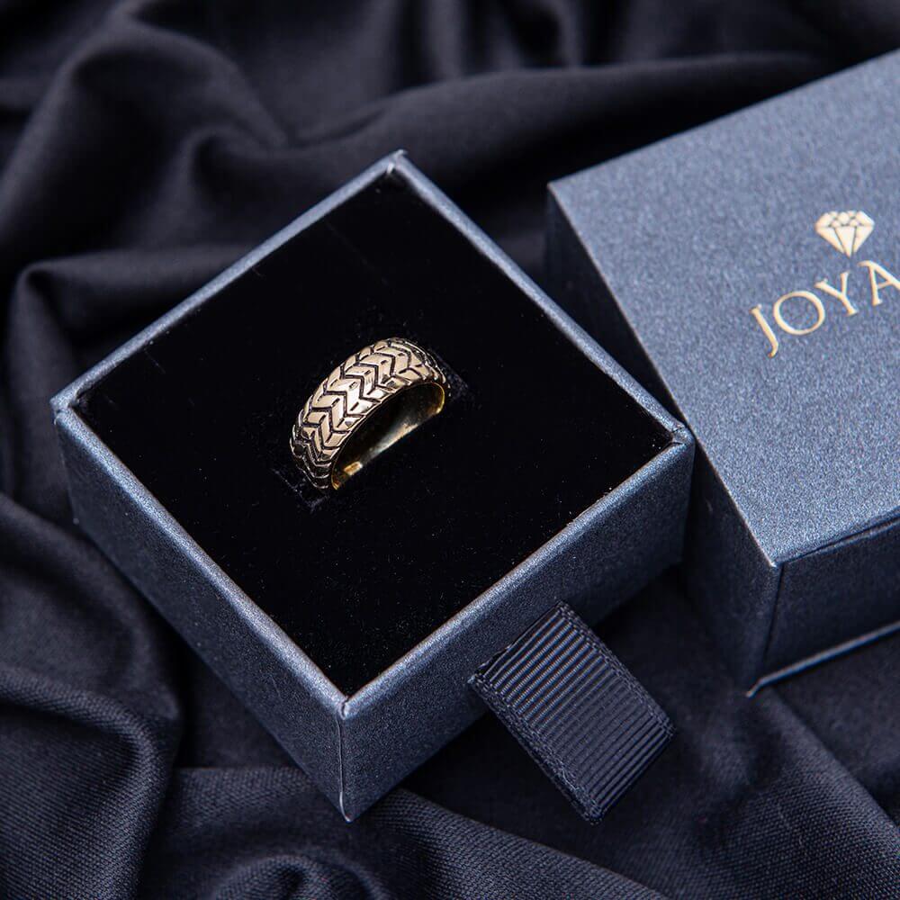 Tyre Engraved Ring available in Sterling Silver 925, 18K Rose Gold Plating, and 18K Yellow Gold Plating.