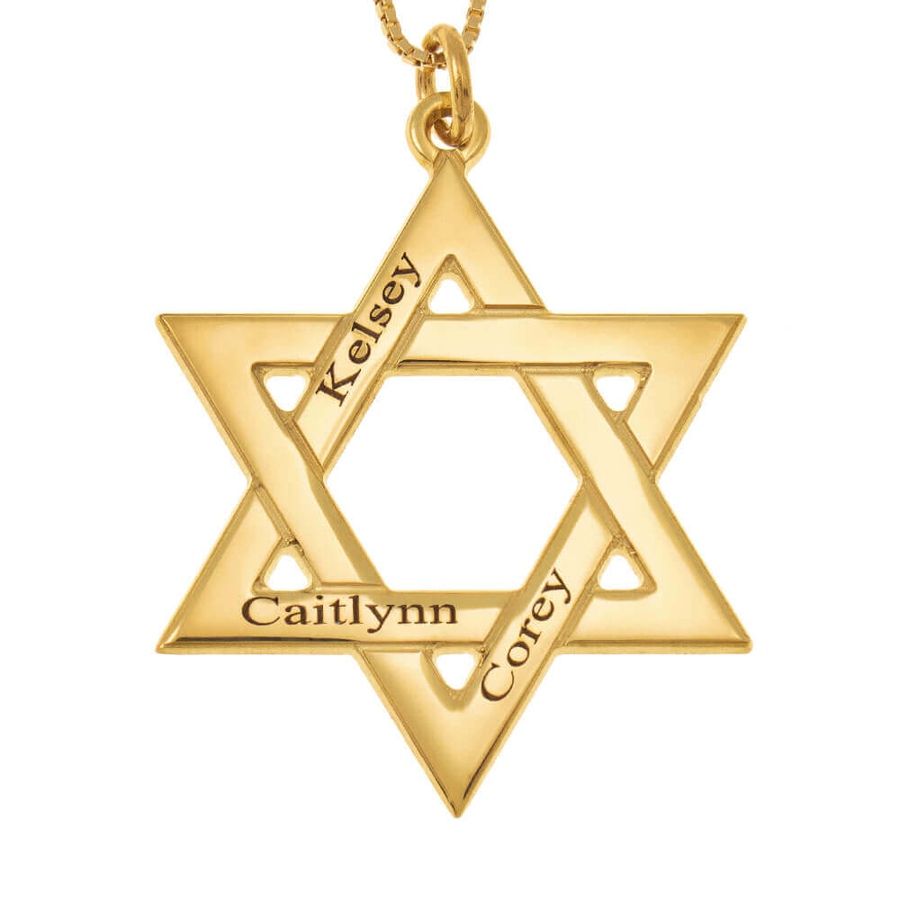Personalized Star of David Necklace in Yellow Gold Plating